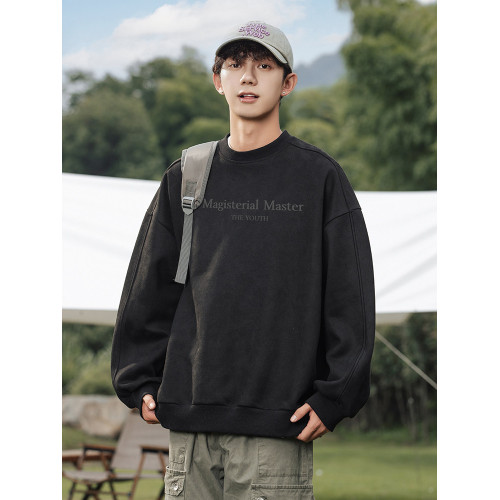 美式麂皮絨350g重磅衛衣高街潮牌寬鬆情侶上衣加絨休閒復古外套男