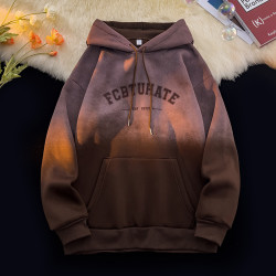 重磅紥染漸變衛衣男美式設計感復古連帽oversize外套秋冬加絨加厚