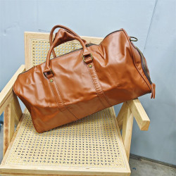 頭層牛皮復古休閒真皮行李袋單肩斜背男包大容量手提袋旅行包大包