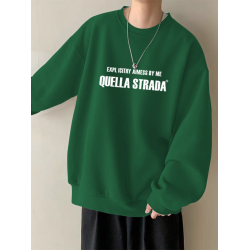 美式設計感衛衣男秋冬款加絨加厚寬鬆打底衫早春季青少年重磅t恤