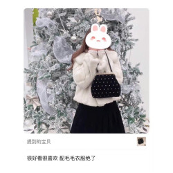 千金甜妹鏈條bibi*y宴會可愛少女日系手提斜掛黑刺綉絲絨小包