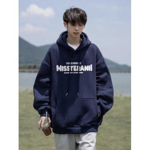 純棉重磅美式寬鬆百搭連帽衫加絨衛衣男秋冬潮牌青少年日系外套