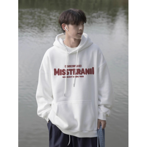 純棉重磅美式寬鬆百搭連帽衫加絨衛衣男秋冬潮牌青少年日系外套