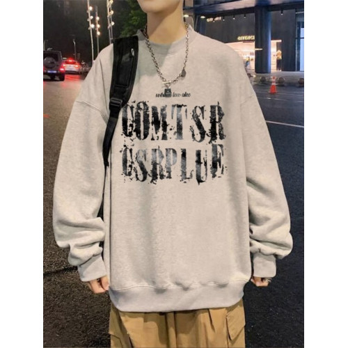 純棉美式復古重磅長袖衛衣oversize高街男潮寬鬆圓領無帽加絨衣服 純棉美式復古重磅長袖衛衣oversize高街男潮寬鬆圓領無帽加絨衣服