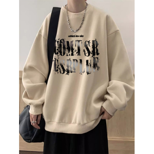 純棉美式復古重磅長袖衛衣oversize高街男潮寬鬆圓領無帽加絨衣服 純棉美式復古重磅長袖衛衣oversize高街男潮寬鬆圓領無帽加絨衣服