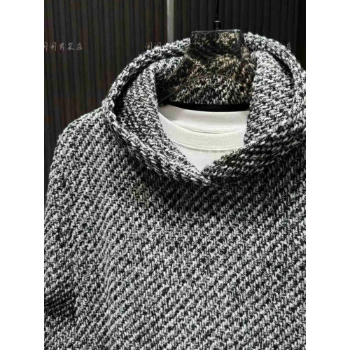 春秋新款重磅小香風編織連帽衛衣男潮流時尚寬鬆百搭休閒套頭上衣