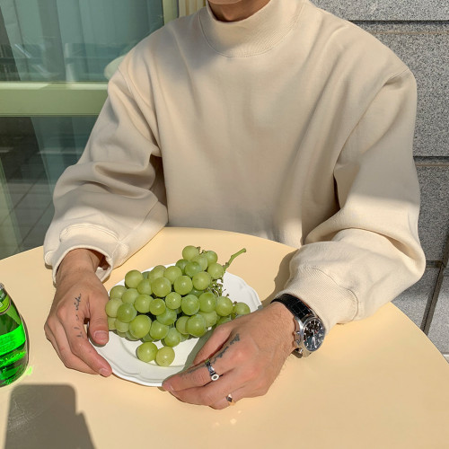 基本款冬加絨寬鬆保暖加厚chic高領衛衣男韓系潮學生ins長袖外套