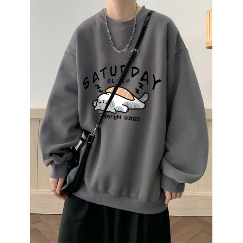 港風美式復古日系潮流重磅圓領衛衣男士秋冬加絨加厚寬鬆潮牌痞帥 港風美式復古日系潮流重磅圓領衛衣男士秋冬加絨加厚寬鬆潮牌痞帥