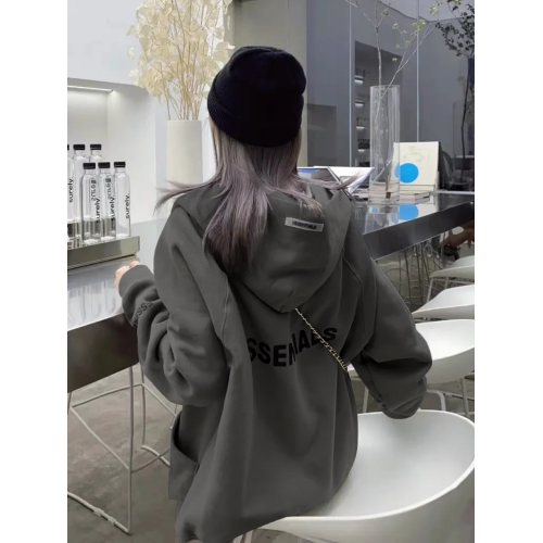 壓膠ESSENTLAIS FOGESS2026衛衣外套男女美式高街寬鬆加絨拉鍊冬
