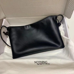 韓國nothingwritten真皮雲朵包簡約百搭抽繩褶皺單肩斜背女包