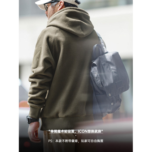 馬登工裝 美式休閒重磅搖粒絨衛衣連帽百搭加厚抓絨套頭衫男春