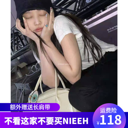 nieeh手提包jennie同款單肩皮質小衆洋氣原創單肩斜後後背包