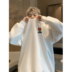 胖胖哥麂皮絨圓領衛衣男春季潮牌痞帥大碼寬鬆美式復古無帽外套