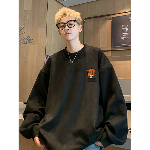 胖胖哥麂皮絨圓領衛衣男春季潮牌痞帥大碼寬鬆美式復古無帽外套 胖胖哥麂皮絨圓領衛衣男春季潮牌痞帥大碼寬鬆美式復古無帽外套