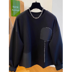 特大碼300斤歐貨不規則拼接衛衣男女裝秋季寬鬆休閒套頭無帽上衣2