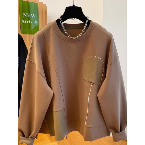 特大碼300斤歐貨不規則拼接衛衣男女裝秋季寬鬆休閒套頭無帽上衣2