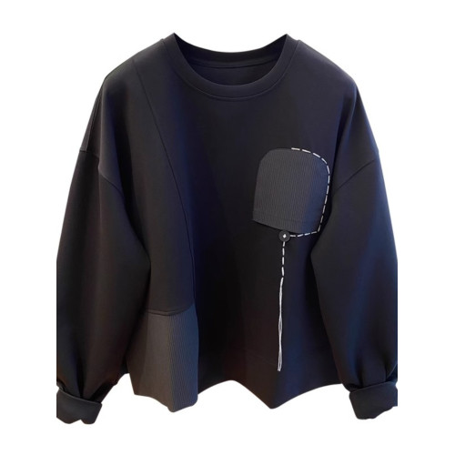 特大碼300斤歐貨不規則拼接衛衣男女裝秋季寬鬆休閒套頭無帽上衣2