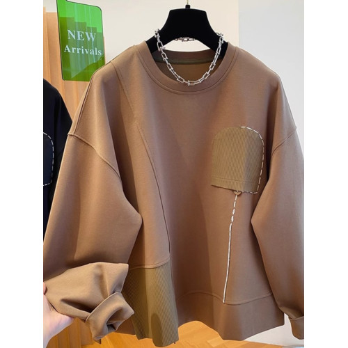 特大碼300斤歐貨不規則拼接衛衣男女裝秋季寬鬆休閒套頭無帽上衣2