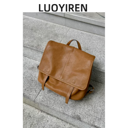 LUOYIREN宋佳同款植鞣羊皮信使雙肩包大容量上班通勤休閒後後背包新款