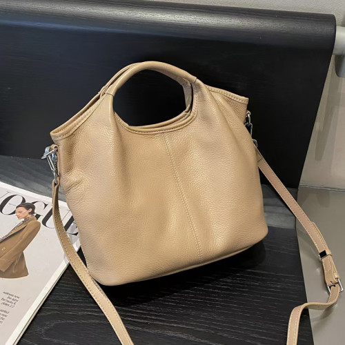 高檔純牛皮斜背手提包女百搭2026新款真皮大容量休閒單肩包托特包