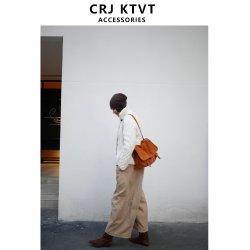 CRJKTVT 宋佳同款植鞣羊皮信使漫郵包松弛大容量通勤休閒郵差包女