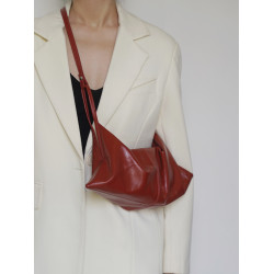 PANLULUPAN小衆設計頭層油蠟牛皮慵懶風單肩斜背手提牛角包折曡包