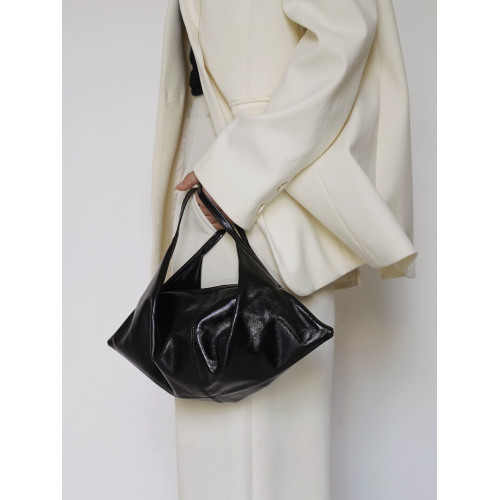 PANLULUPAN小衆設計頭層油蠟牛皮慵懶風單肩斜背手提牛角包折曡包