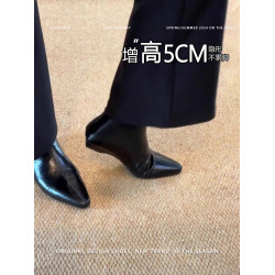 牛皮版復古坡跟短靴女雪地靴2026新款內增高加絨保暖時裝靴馬丁靴