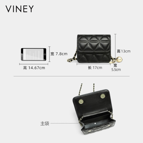 Viney包包2026新款斜後後背包迷你小包真皮女包鏈條包時尚單肩小方包