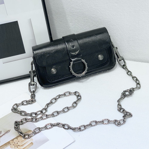 ZV女包法式設計經典鉚釘圓圈潮流時尚簡約百搭鏈條單肩斜背小方包