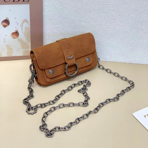 ZV女包法式設計經典鉚釘圓圈潮流時尚簡約百搭鏈條單肩斜背小方包