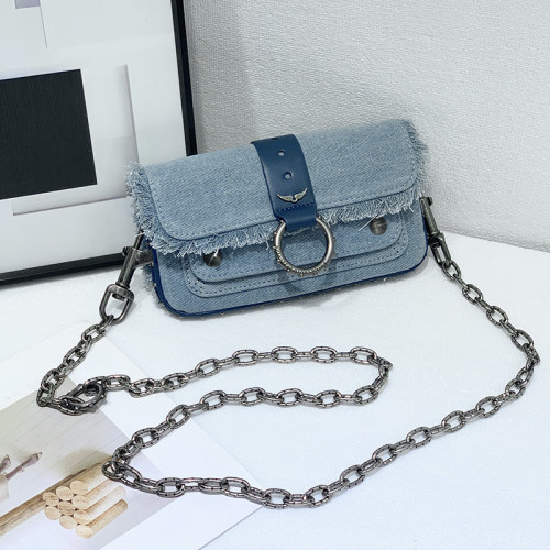 ZV女包法式設計經典鉚釘圓圈潮流時尚簡約百搭鏈條單肩斜背小方包