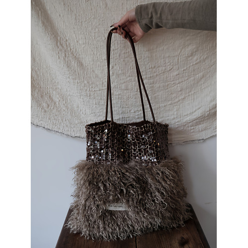 亮片香風單肩帆布包大容量毛毛通勤托特斜後後背包巨好看新款包包女款 亮片香風單肩帆布包大容量毛毛通勤托特斜後後背包巨好看新款包包女款