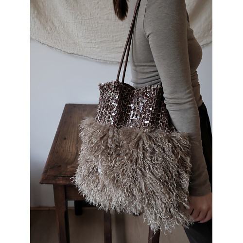 亮片香風單肩帆布包大容量毛毛通勤托特斜後後背包巨好看新款包包女款 亮片香風單肩帆布包大容量毛毛通勤托特斜後後背包巨好看新款包包女款