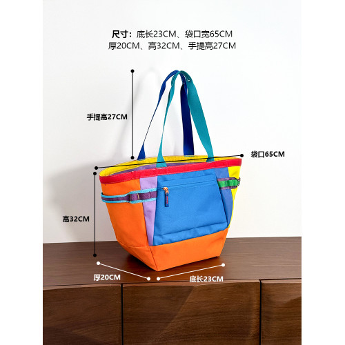 古笛多巴胺配色羊駝拉鍊大容量托特包單肩手提包女新款通勤旅行包