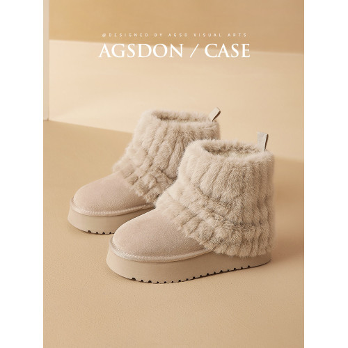 毛毛雪地靴女冬季2025新款加絨加厚冰島短靴褲琯厚底大頭東北棉鞋 毛毛雪地靴女冬季2025新款加絨加厚冰島短靴褲琯厚底大頭東北棉鞋