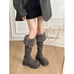 兩穿毛毛鞋高筒雪地靴女2026冬季新款絨面厚底加絨保暖棉鞋過膝靴