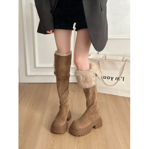 兩穿毛毛鞋高筒雪地靴女2026冬季新款絨面厚底加絨保暖棉鞋過膝靴