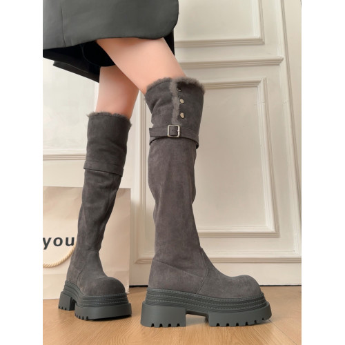 兩穿毛毛鞋高筒雪地靴女2026冬季新款絨面厚底加絨保暖棉鞋過膝靴