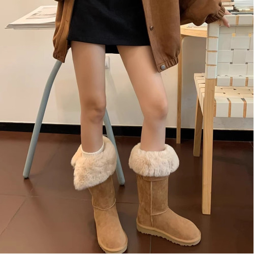 趙露思同款厚底冬天雪地靴長筒高筒長靴女2025新款顯高顯瘦長筒靴