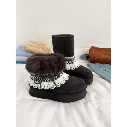 雪花筒厚底雪地靴女冬季2025新款加絨加厚可拆卸短靴保暖百搭棉鞋 雪花筒厚底雪地靴女冬季2025新款加絨加厚可拆卸短靴保暖百搭棉鞋