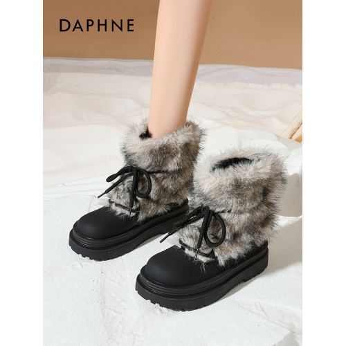 達芙妮雪地靴女款2025新款冬季加絨防滑棉鞋厚底增高東北毛毛短靴 達芙妮雪地靴女款2025新款冬季加絨防滑棉鞋厚底增高東北毛毛短靴