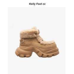 雪地靴女冬季厚底新款增高加絨毛毛棉鞋子防滑防水保暖短筒馬丁靴