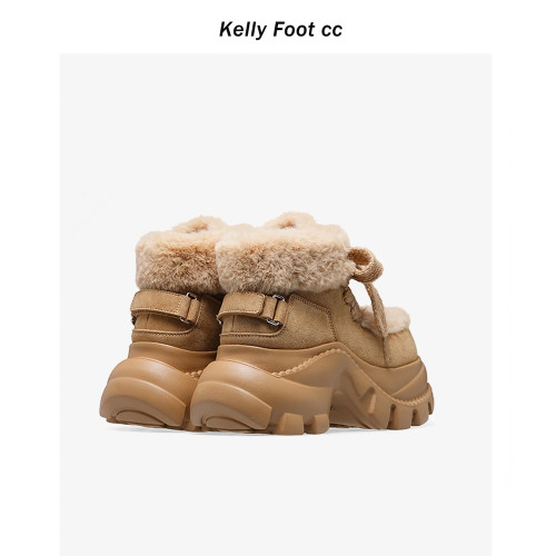 雪地靴女冬季厚底新款增高加絨毛毛棉鞋子防滑防水保暖短筒馬丁靴