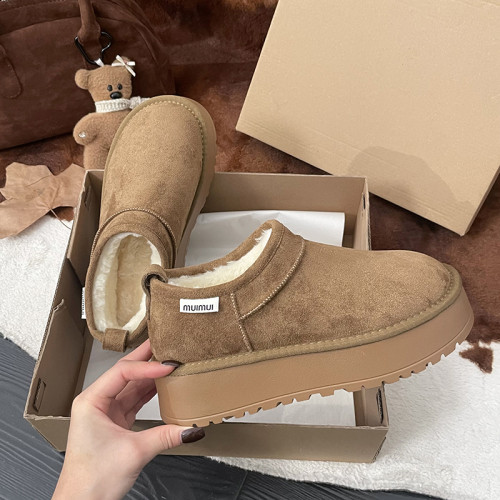 周冬雨同款雪地靴女冬2025新款加絨加厚保暖短靴厚底防滑東北棉鞋