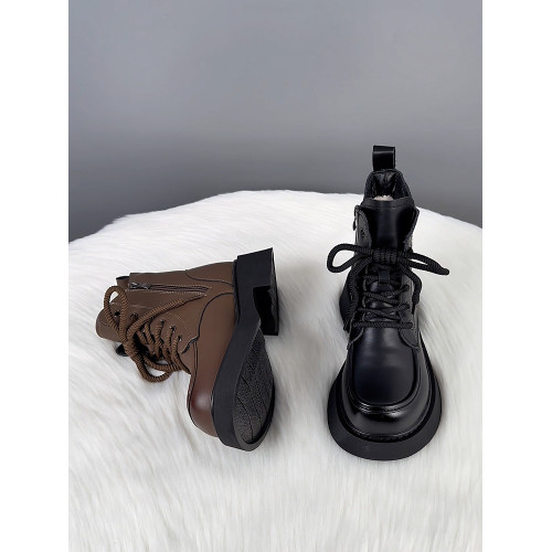 爆款冬季厚底雪地靴女真皮純羊毛短靴新款時尚馬丁靴加厚保暖棉靴