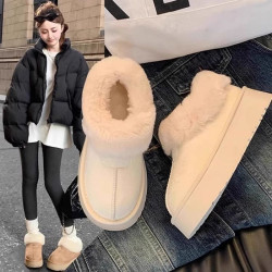 厚底皮毛一體雪地靴女白色麵包鞋2026新款冬季加絨保暖毛毛大棉鞋