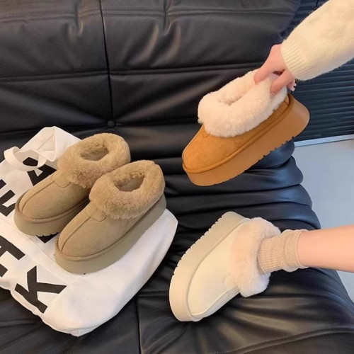 厚底皮毛一體雪地靴女白色麵包鞋2026新款冬季加絨保暖毛毛大棉鞋