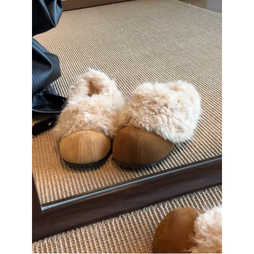 增高5cm毛毛勃肯鞋女冬季加絨保暖內增高包頭拖鞋圓頭一腳蹬棉鞋