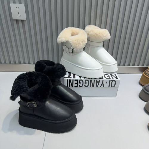 厚底增高雪地靴女加絨加厚2025冬季韓版新款兩穿棉鞋機車款雪地靴